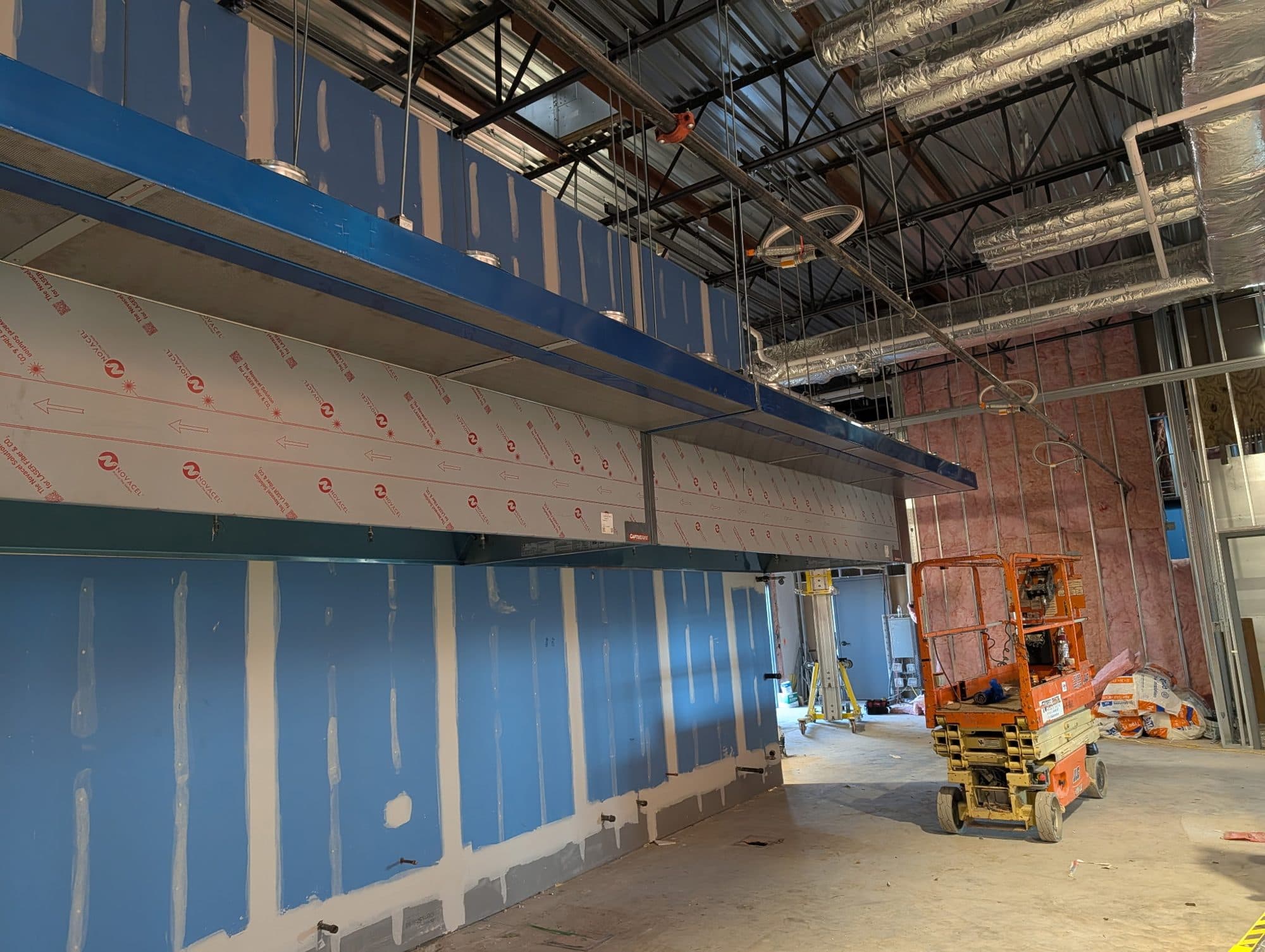 Commercial HVAC rough-in with custom duct