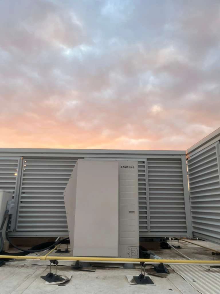 Samsung VRF condensers on the clinic roof